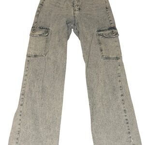 SHEIN Gray Relaxed Fit Jeans with Cargo Style